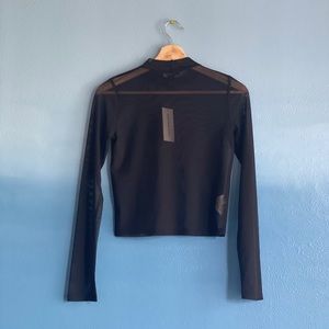 black mesh long sleeve crop top
